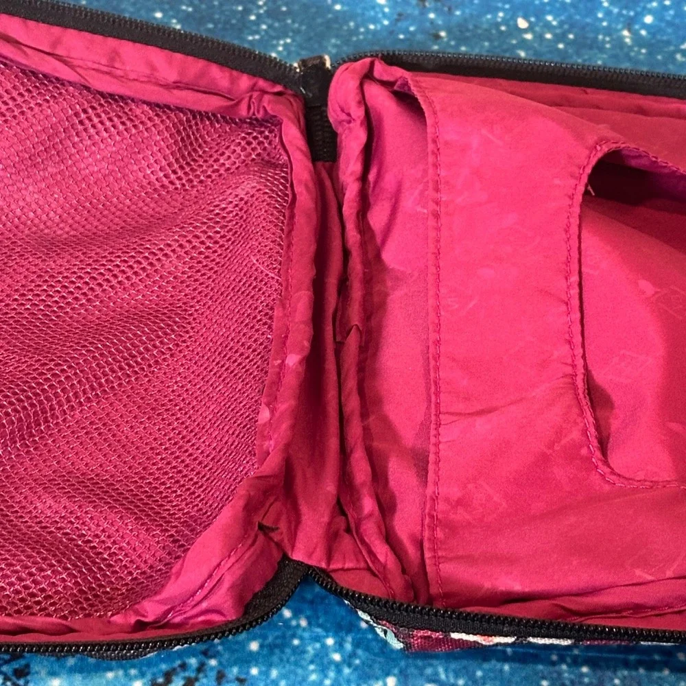 Vera Bradley Floral Canvas Cosmetic Case Wristlet Bag Pink Black Multi